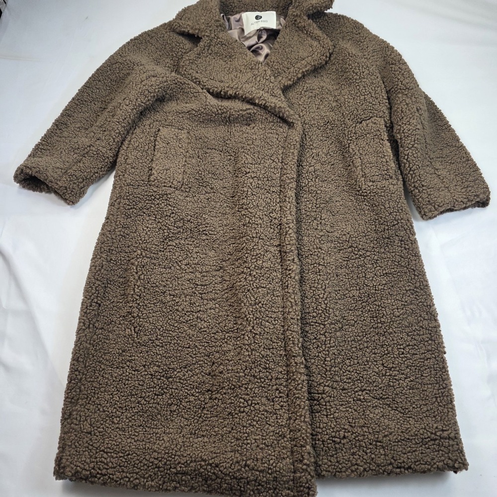 Alter Ego Coat Womens Large Brown Fleece Teddy Long Snap Front Lined Overcoat